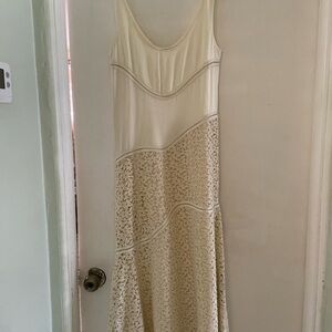 Jil Sander Cream Lace-Trim Slip Dress